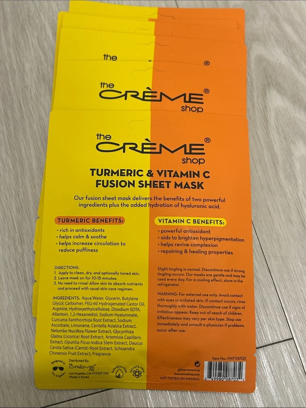 The Crème Shop (NWT) Turmeric + Vitamin C Fusion Sheet Mask—Set of 18